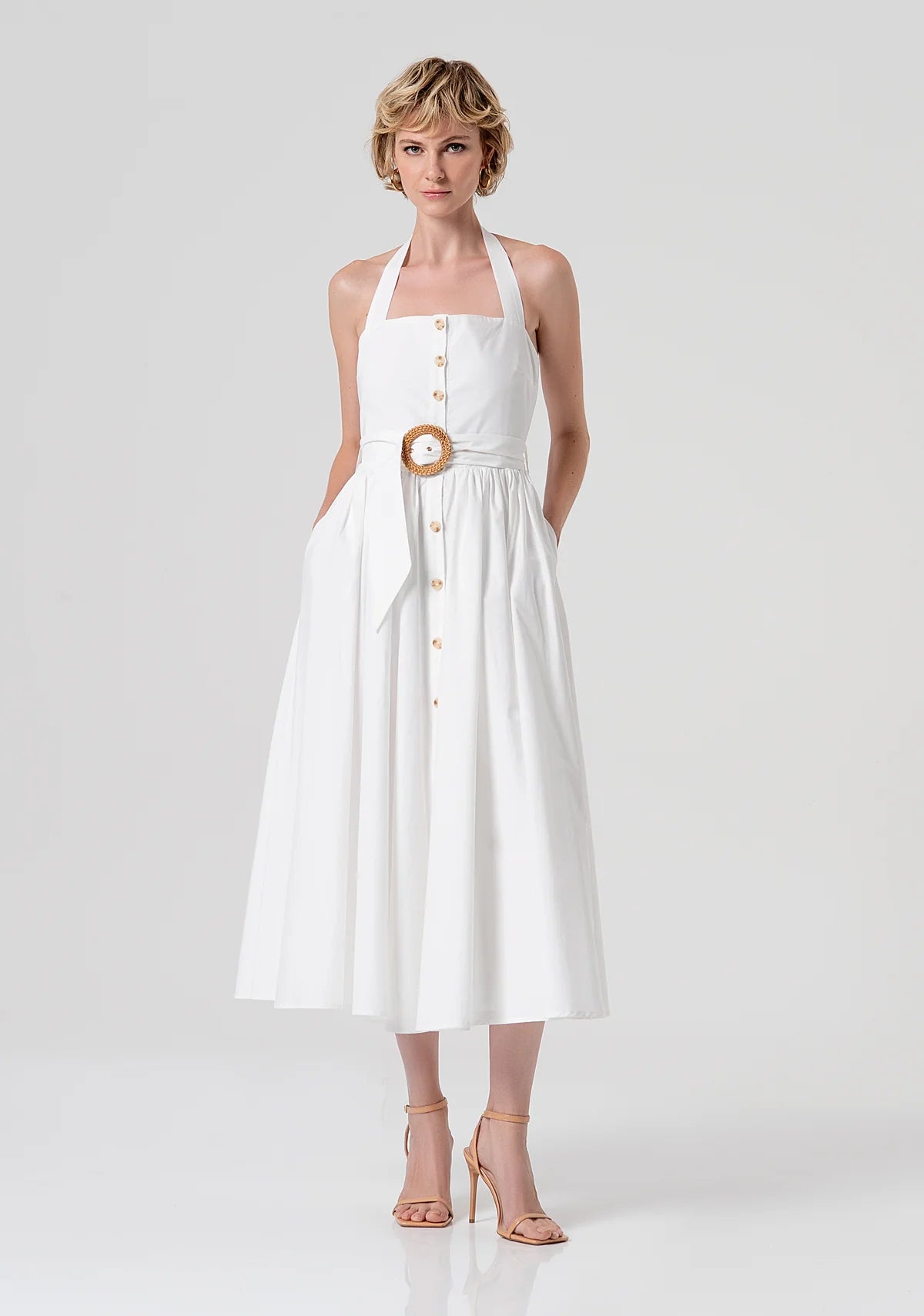 Vestido midi com cinto FRACOMINA