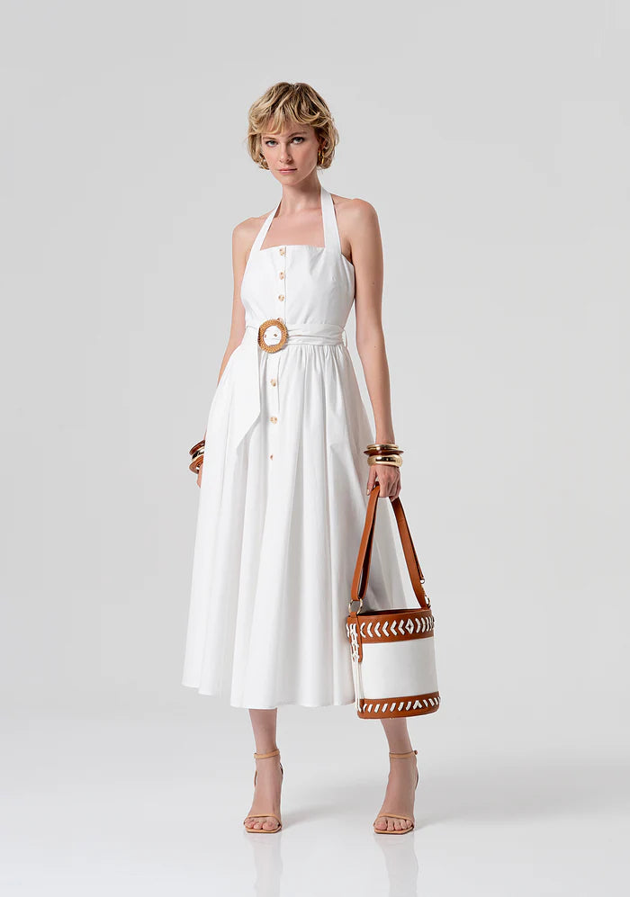 Vestido midi com cinto FRACOMINA