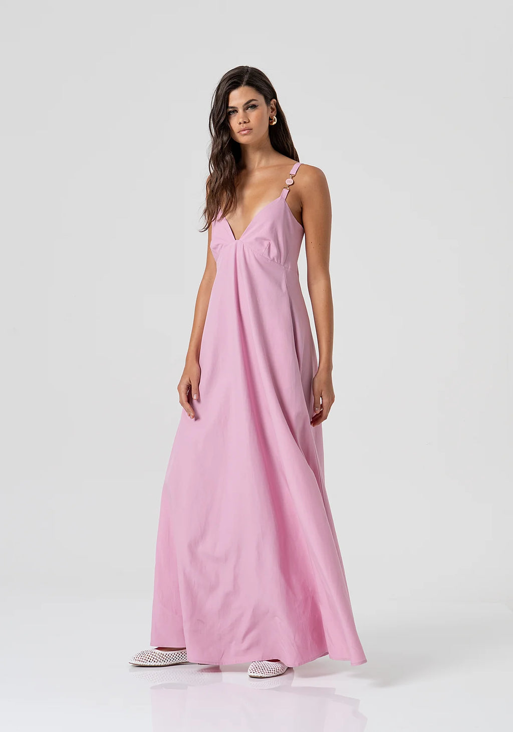 Vestido longo com detalhe do logo nas alças FRACOMINA