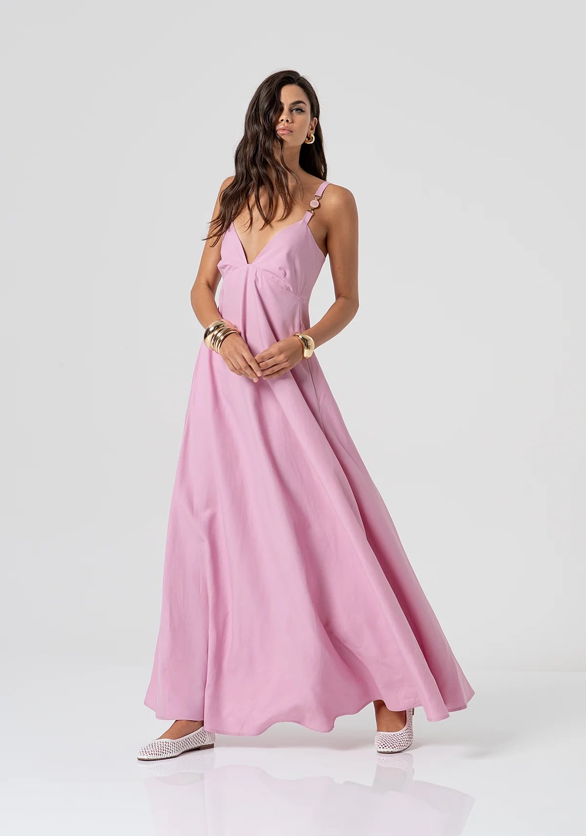 Vestido longo com detalhe do logo nas alças FRACOMINA