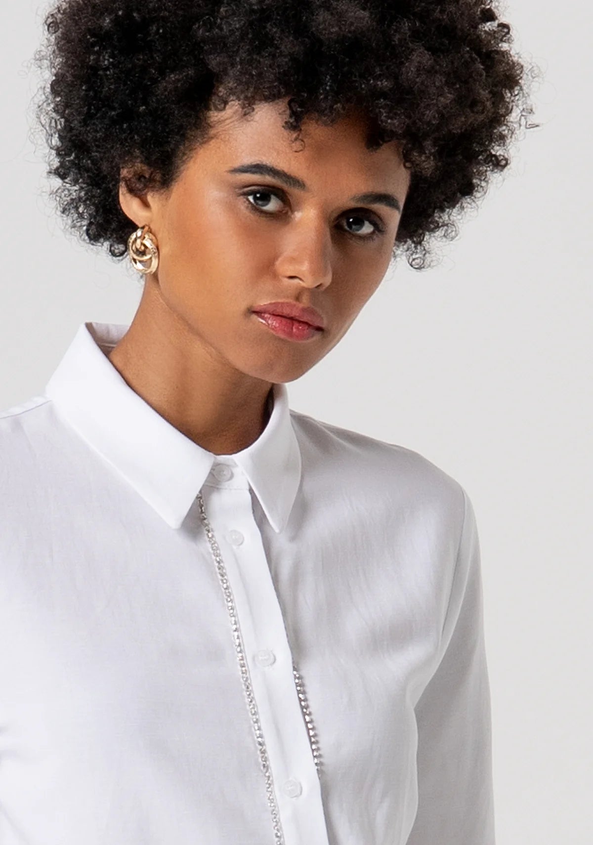 Blusa cropped com strass FRACOMINA