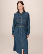 Vestido longo estilo camisa shanie Grace & Mila