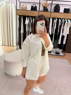 Camisa linho com bordado logo ELEH