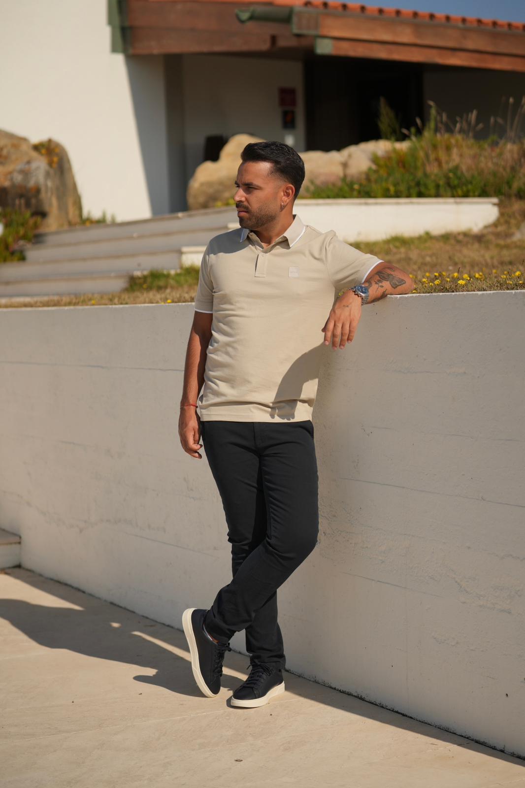 Polo BOSS em algodão piqué