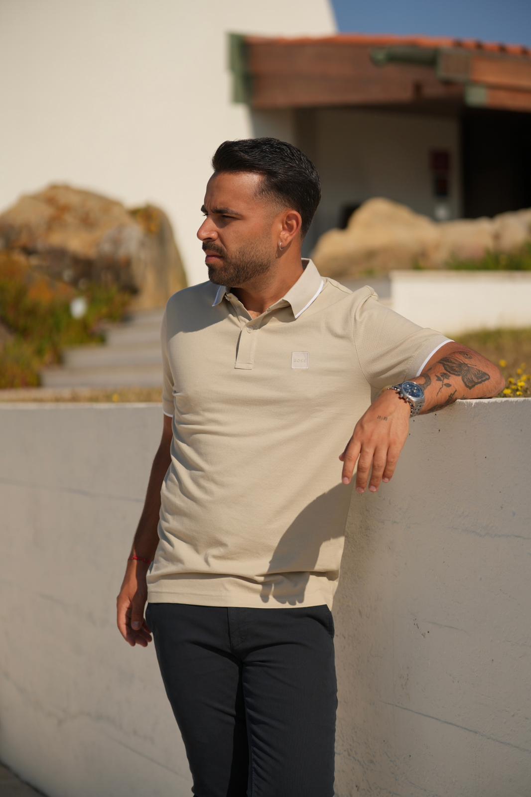 Polo BOSS em algodão piqué