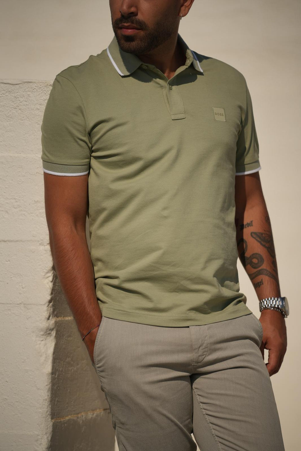 Polo BOSS em algodão piqué