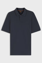 Polo Phoenix azul marinho para homem BOSS, confecionado em algodão mercerizado com tecido piqué premium, manga curta, gola clássica e acabamento de elevada qualidade.