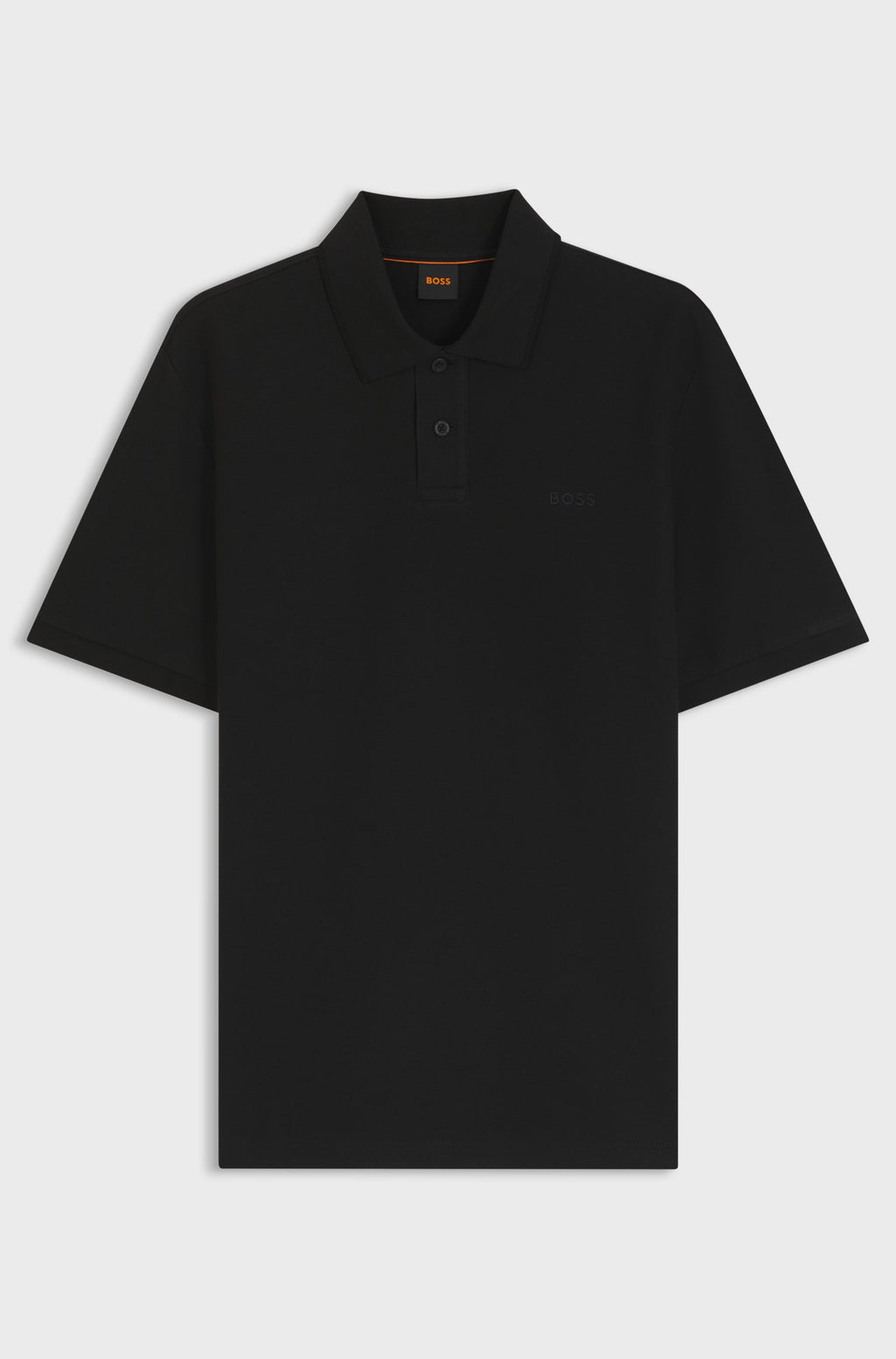 Polo Phoenix preto para homem BOSS, confecionado em algodão mercerizado com tecido piqué premium, manga curta, gola clássica e acabamento de elevada qualidade.
