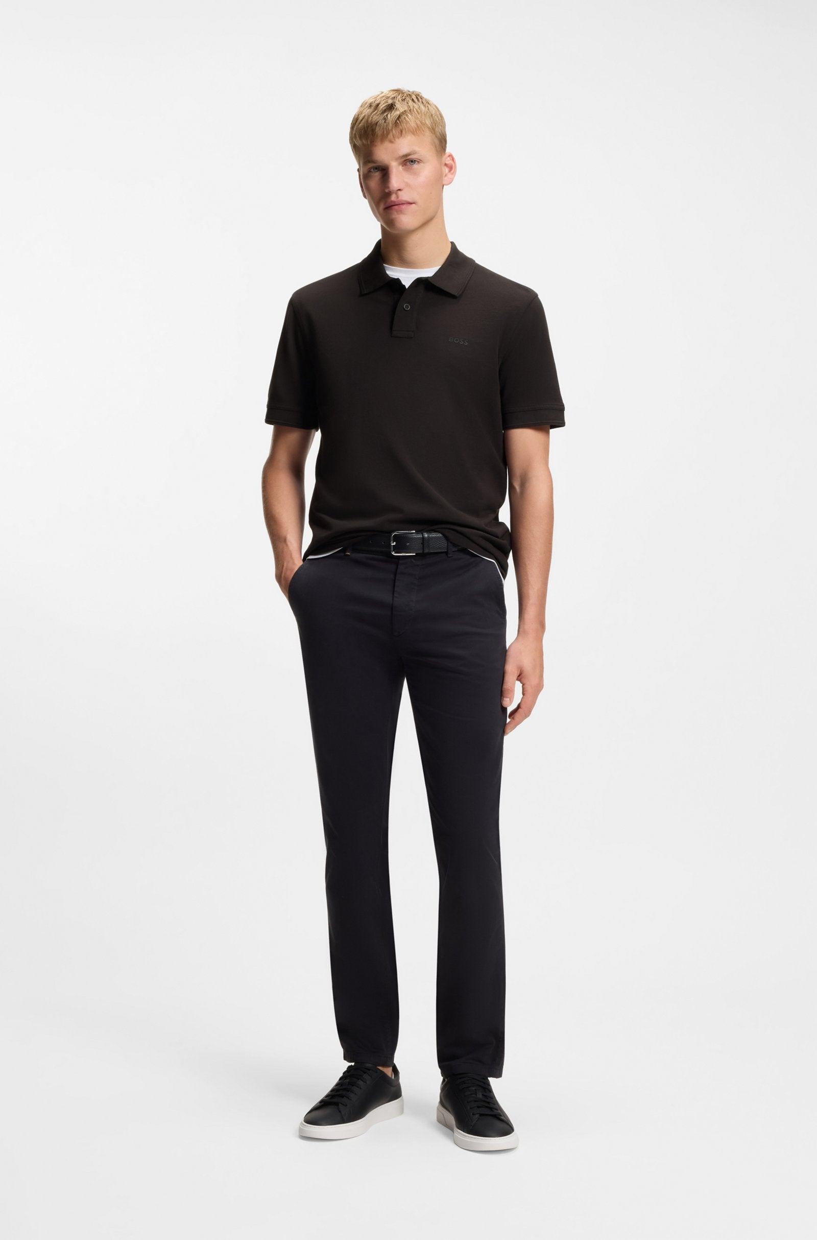 Polo Algodão Piqué com Logotipo Estampado BOSS 