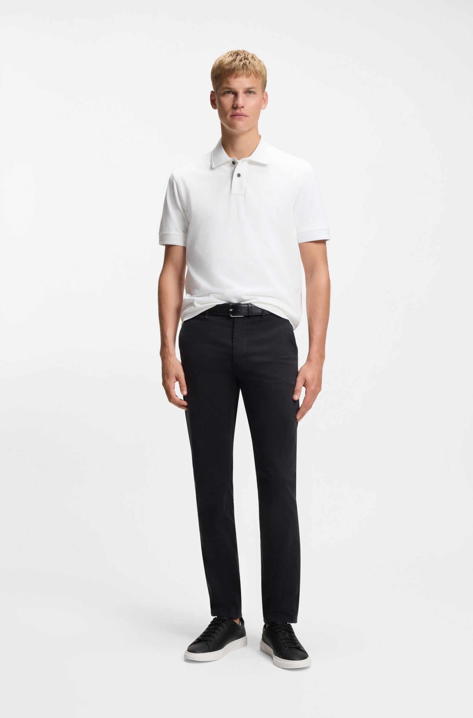 Polo Algodão Piqué com Logotipo Estampado BOSS - branco