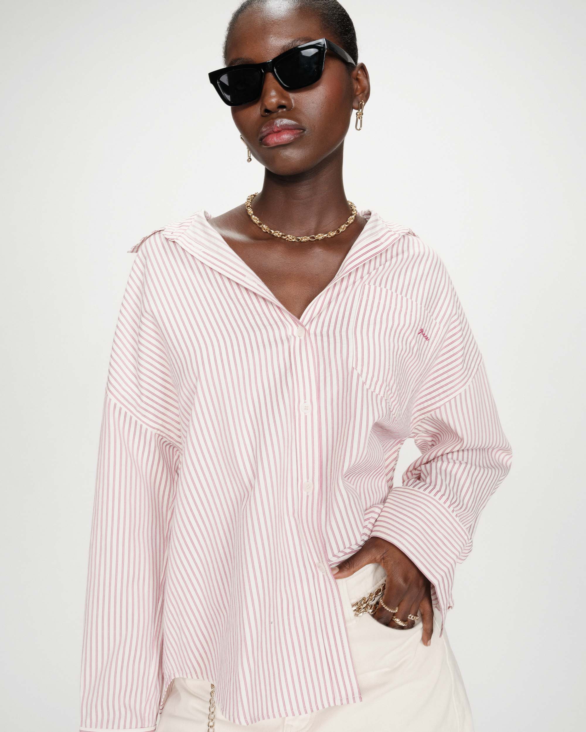 Camisa oversized listrada "VIPERA" GRACE & MILA