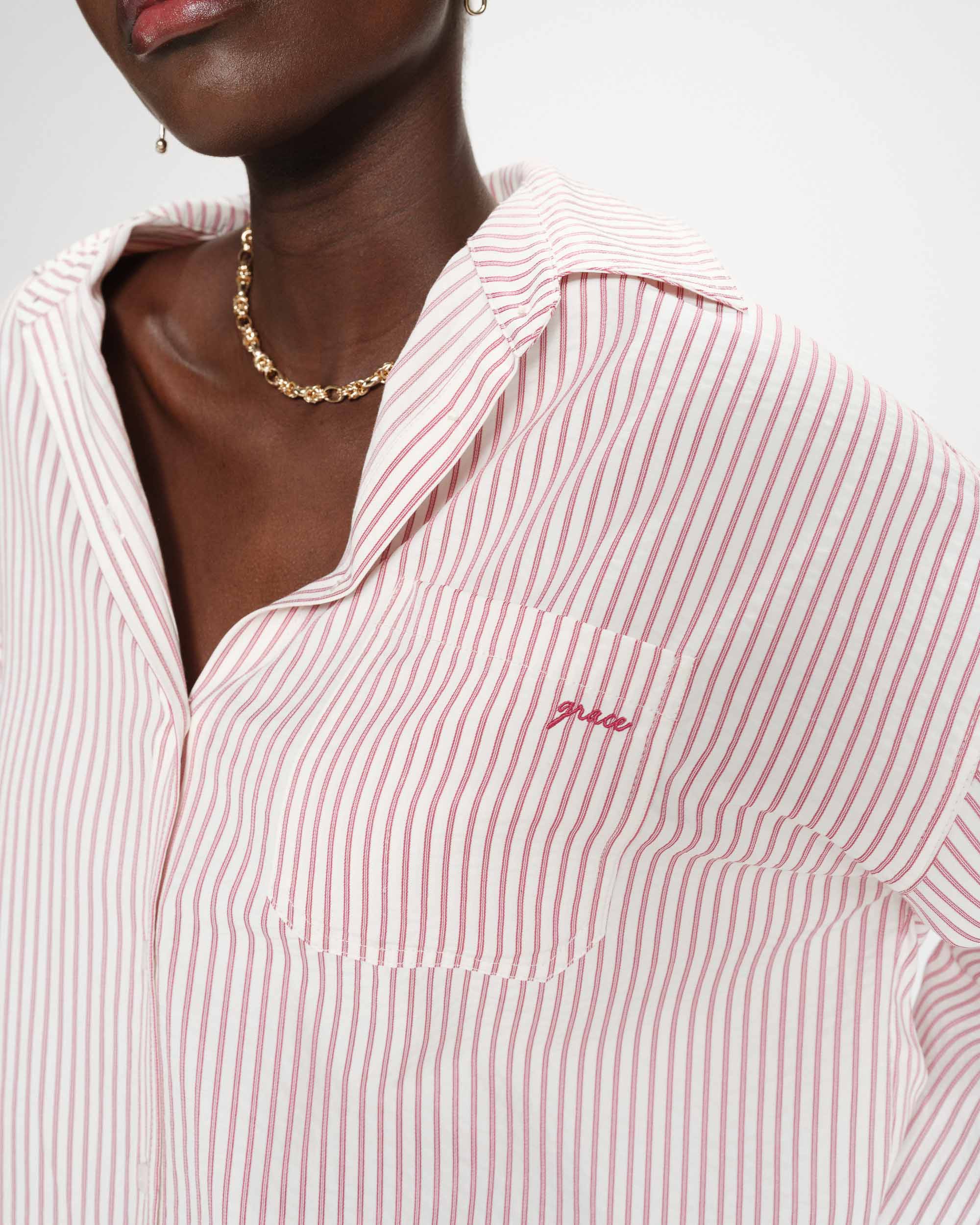 Camisa oversized listrada "VIPERA" GRACE & MILA