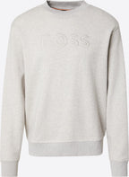 Sweatshirt BOSS cinzento para homem com logótipo bordado em relevo, corte relaxed fit e acabamento premium. 