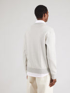 Vista traseira da sweatshirt BOSS cinzento para homem com corte relaxed fit em algodão premium.