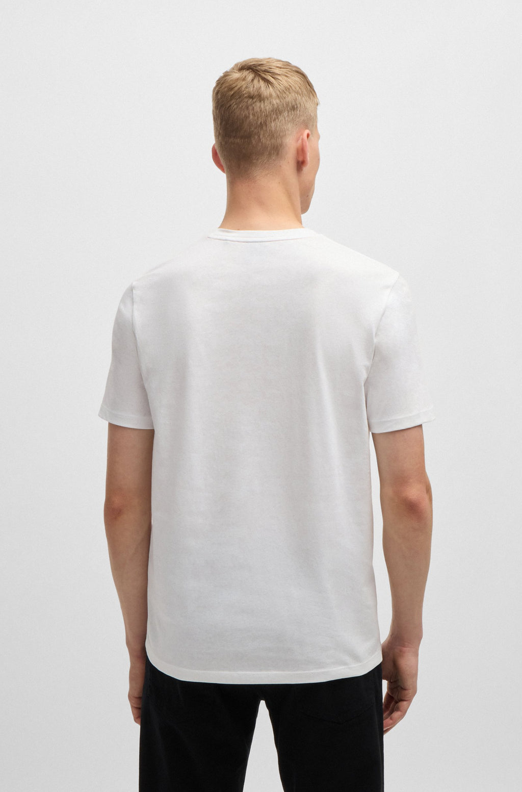 T-shirt logótipo tonal BOSS - branco costas
