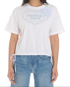 T-shirt com aplicação de flor TWINSET ACTITUDE