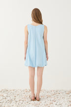 Vestido Curto Balão azul claro ELEH vista costas