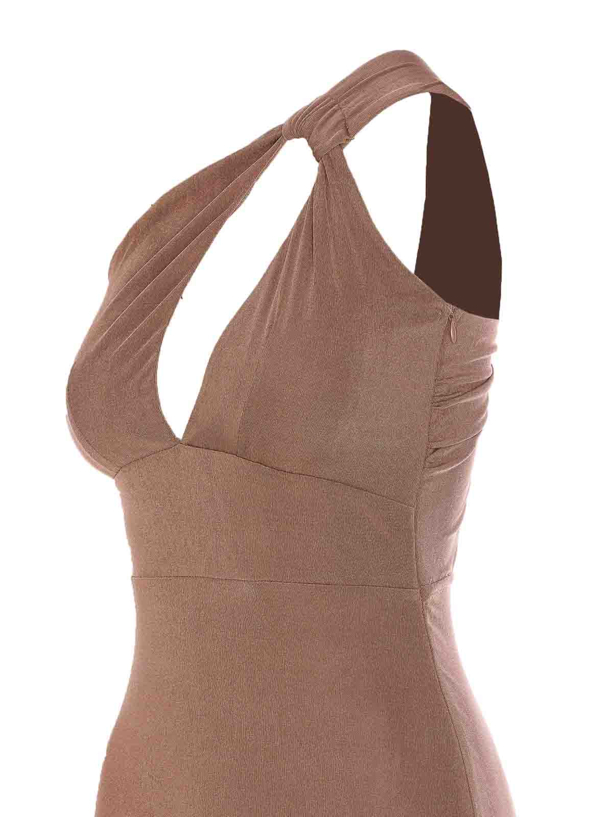 Vestido Comprido Halter com Abertura Frontal ELEH