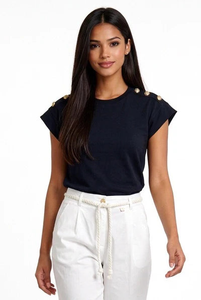 T-shirt com aplicações de botões MARKUP