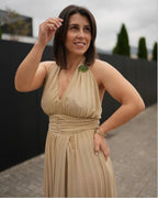 Vestido comprido com lurex Fracomina