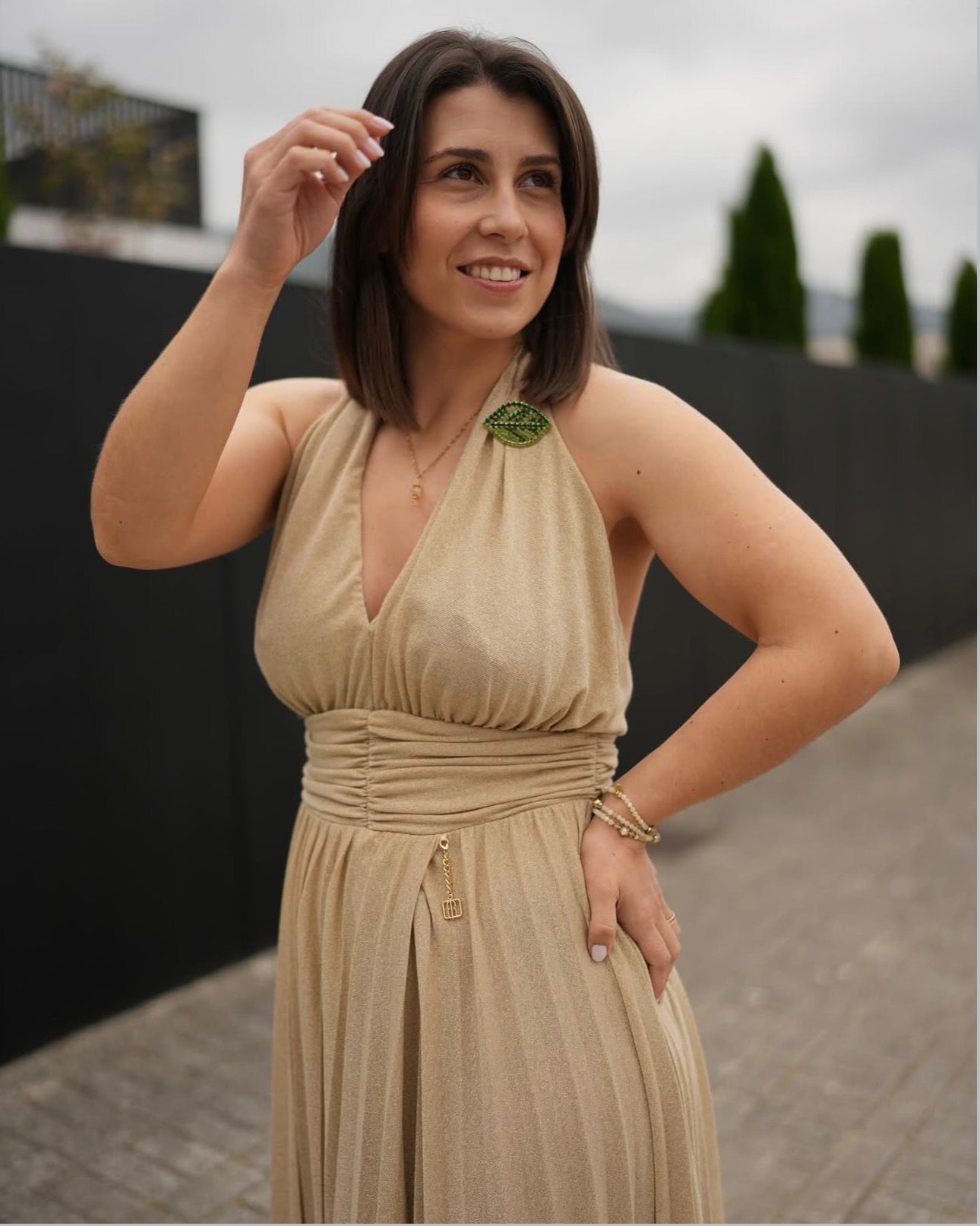 Vestido comprido com lurex Fracomina