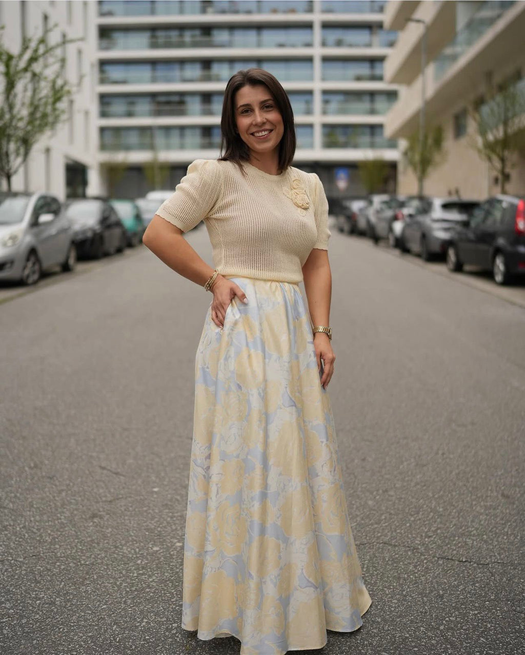 Saia comprida com estampa de rosas TWINSET ACTITUDE