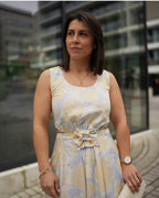 Vestido longo estampado com aplicação de rosa TWINSET ACTITUDE