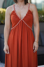 Vestido longo com alças entrançadas FRACOMINA
