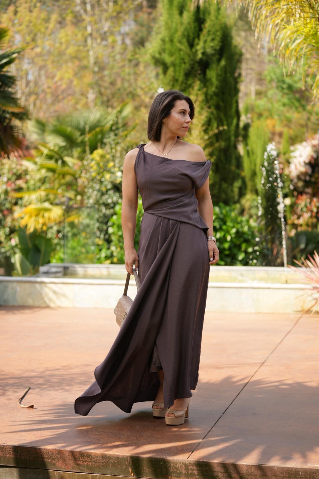 Vestido longo drapeado ELEH