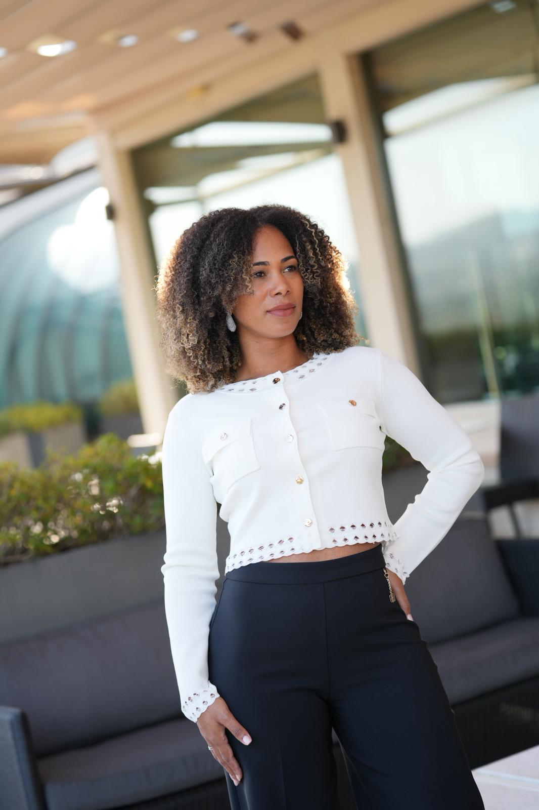 Cardigan com detalhes em renda FRACOMINA