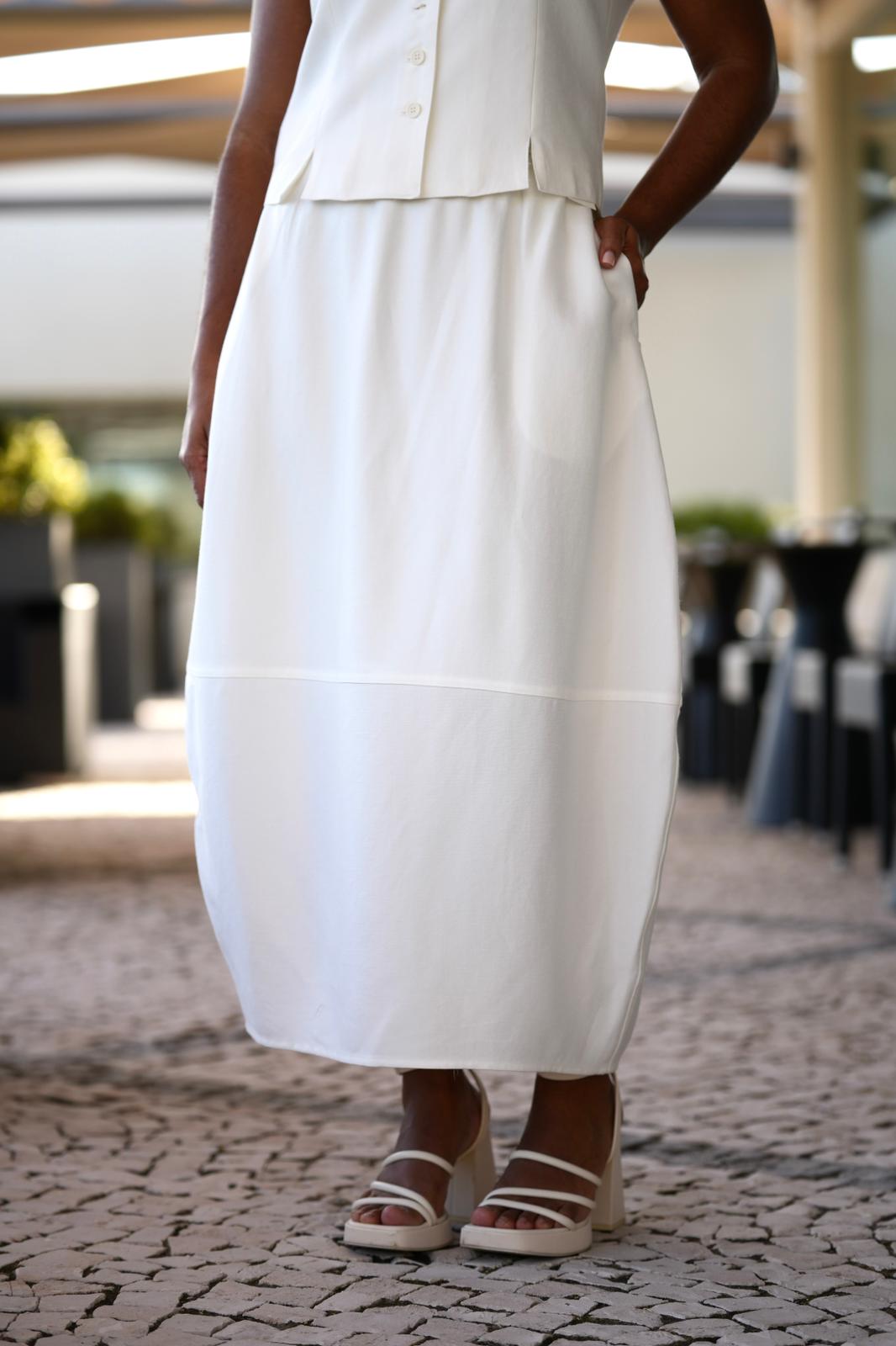 Saia midi fluída de linho ELEH