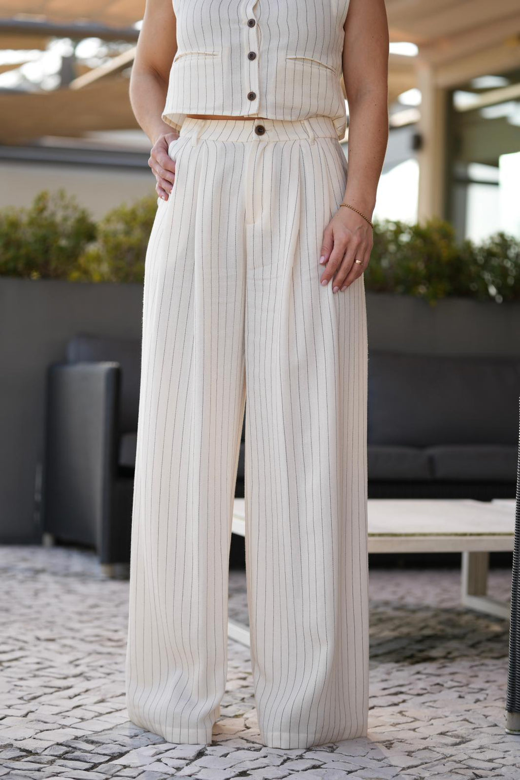 Pantalona de perna larga listrada ELEH