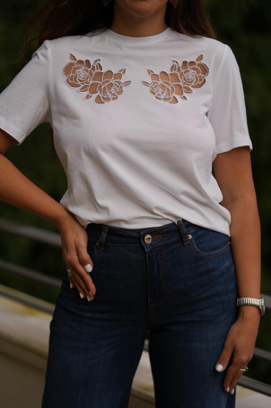 T-shirt com bordado Fracomina