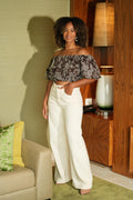 Top cropped decote ombro a ombro Fracomina