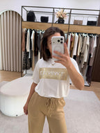 T-shirt com logotipo e lantejoulas TWINSET