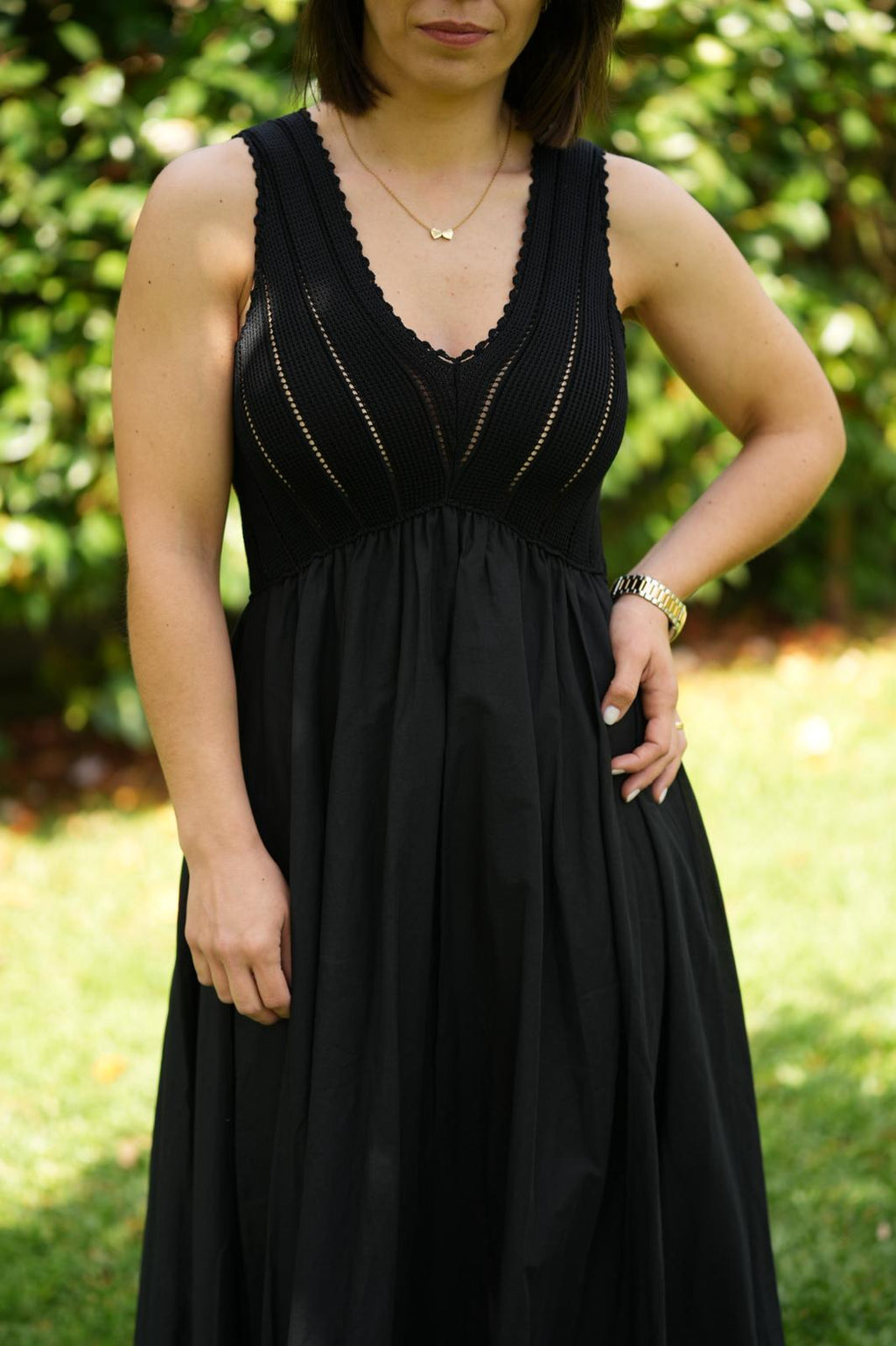 Vestido longo com corpete de malha TWINSET