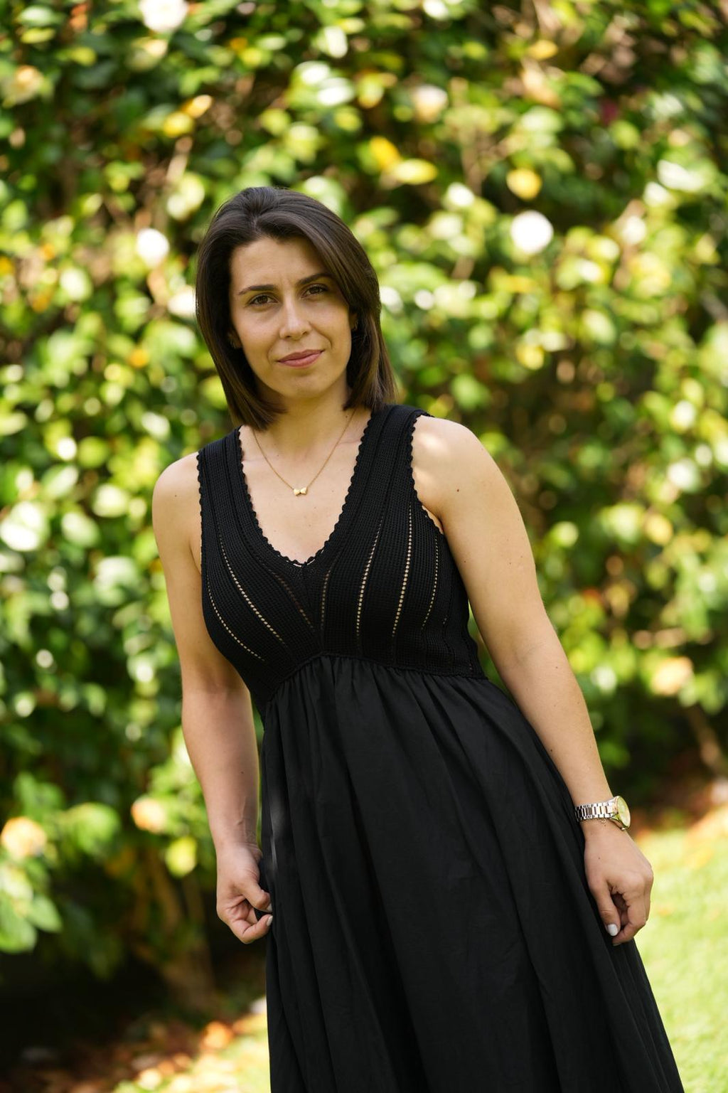 Vestido longo com corpete de malha TWINSET