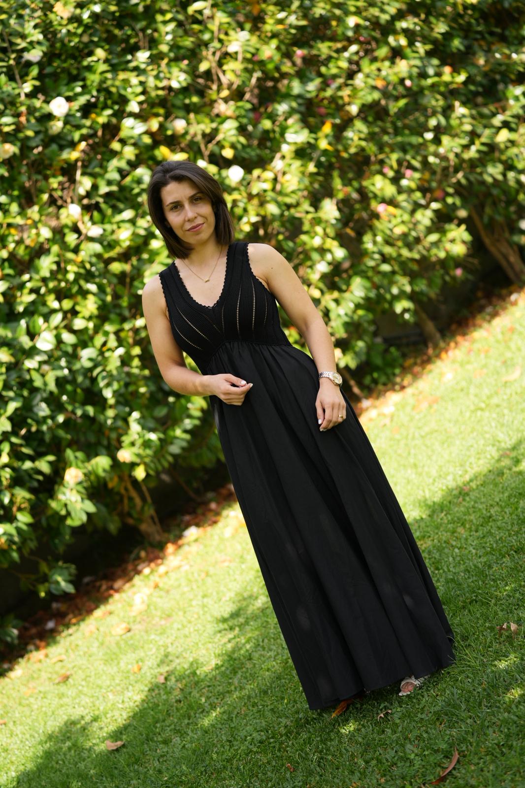 Vestido longo com corpete de malha TWINSET