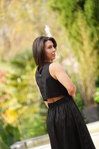 Vestido midi com abertura nas costas Fracomina