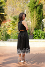 Vestido midi com abertura nas costas Fracomina