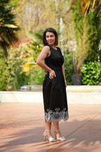 Vestido midi com abertura nas costas Fracomina