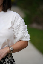 T-shirt com mangas de tule florais TWINSET