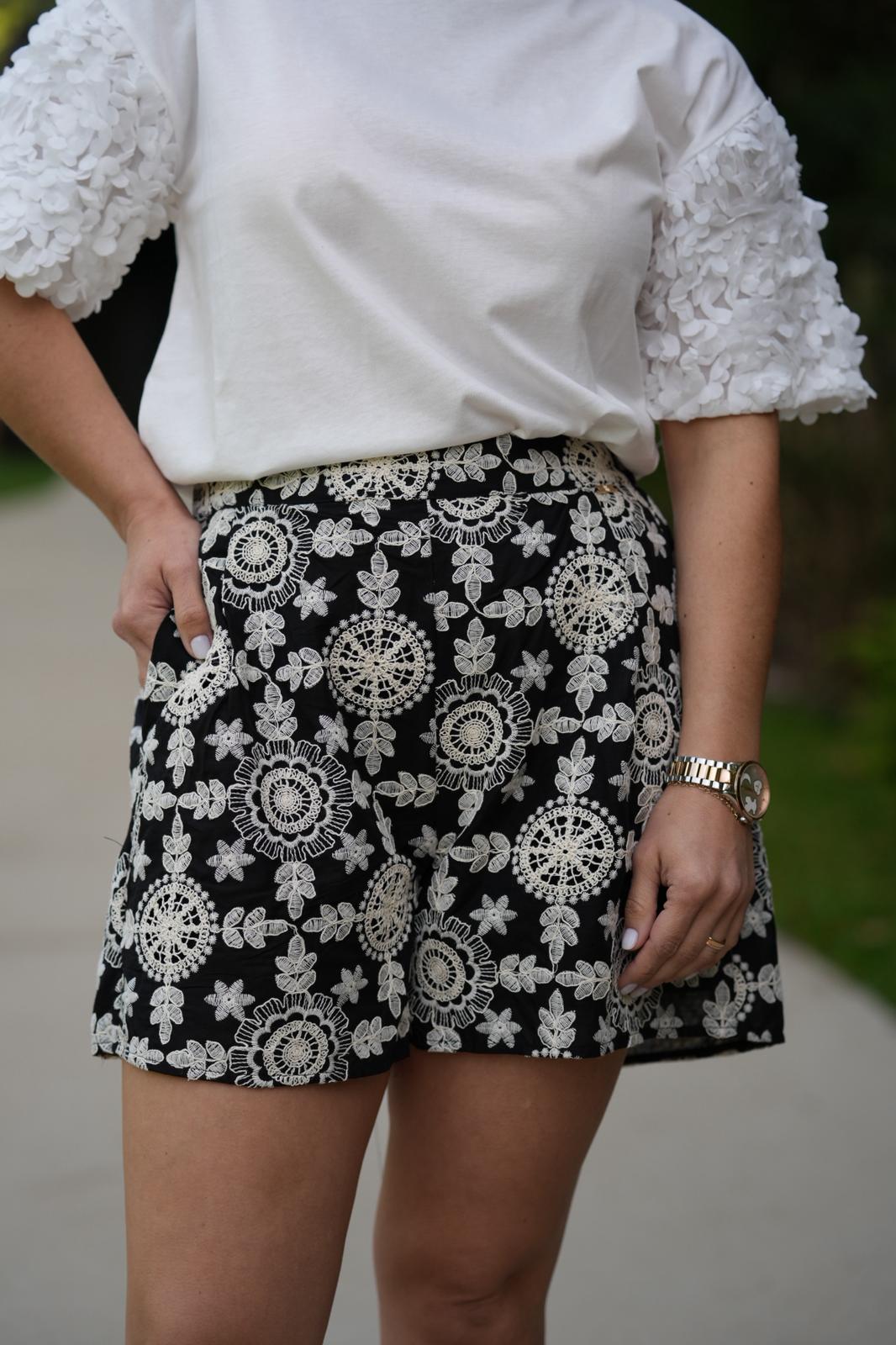T-shirt com mangas de tule florais TWINSET
