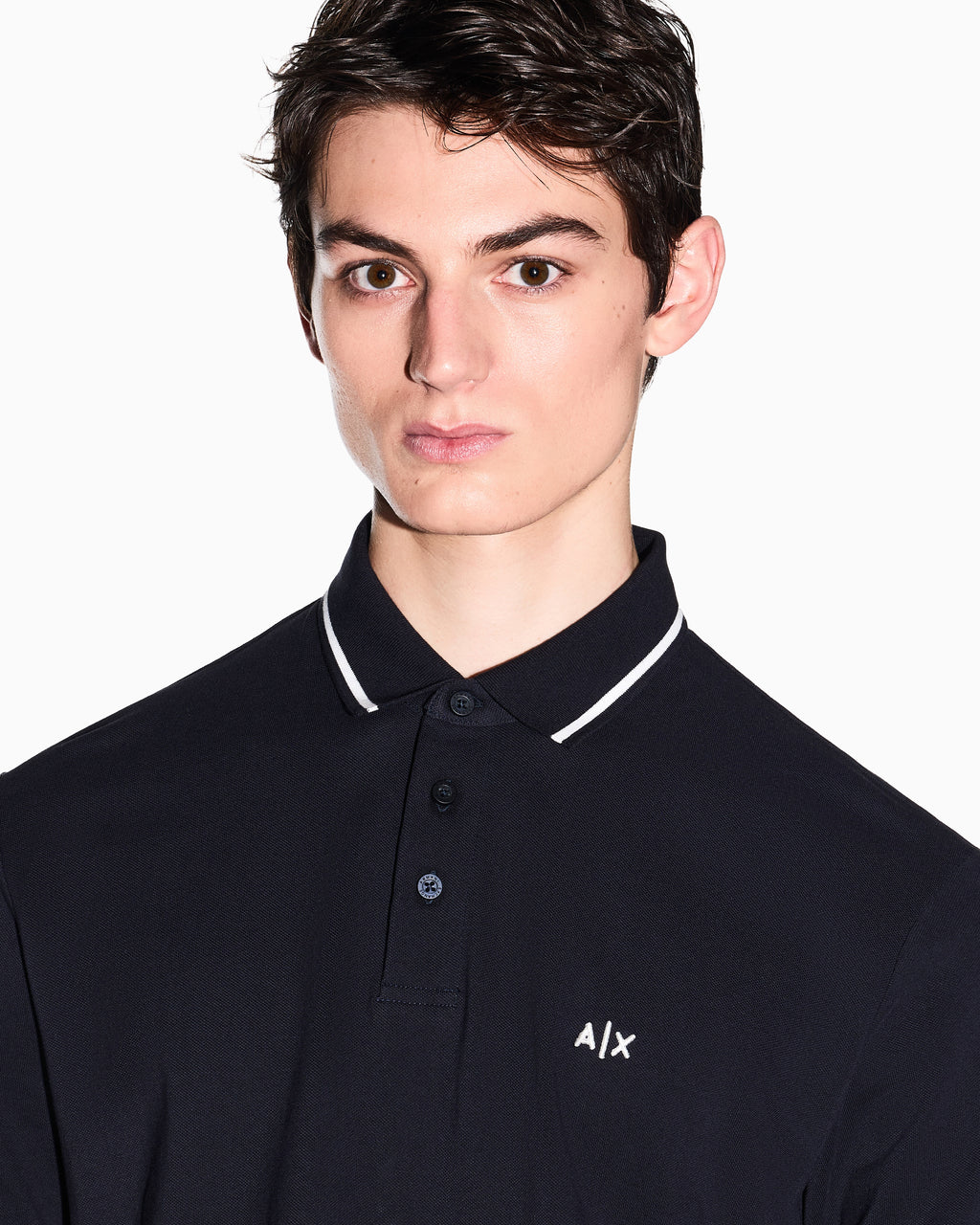 Polo com detalhes do logo na manga Armani Exchange