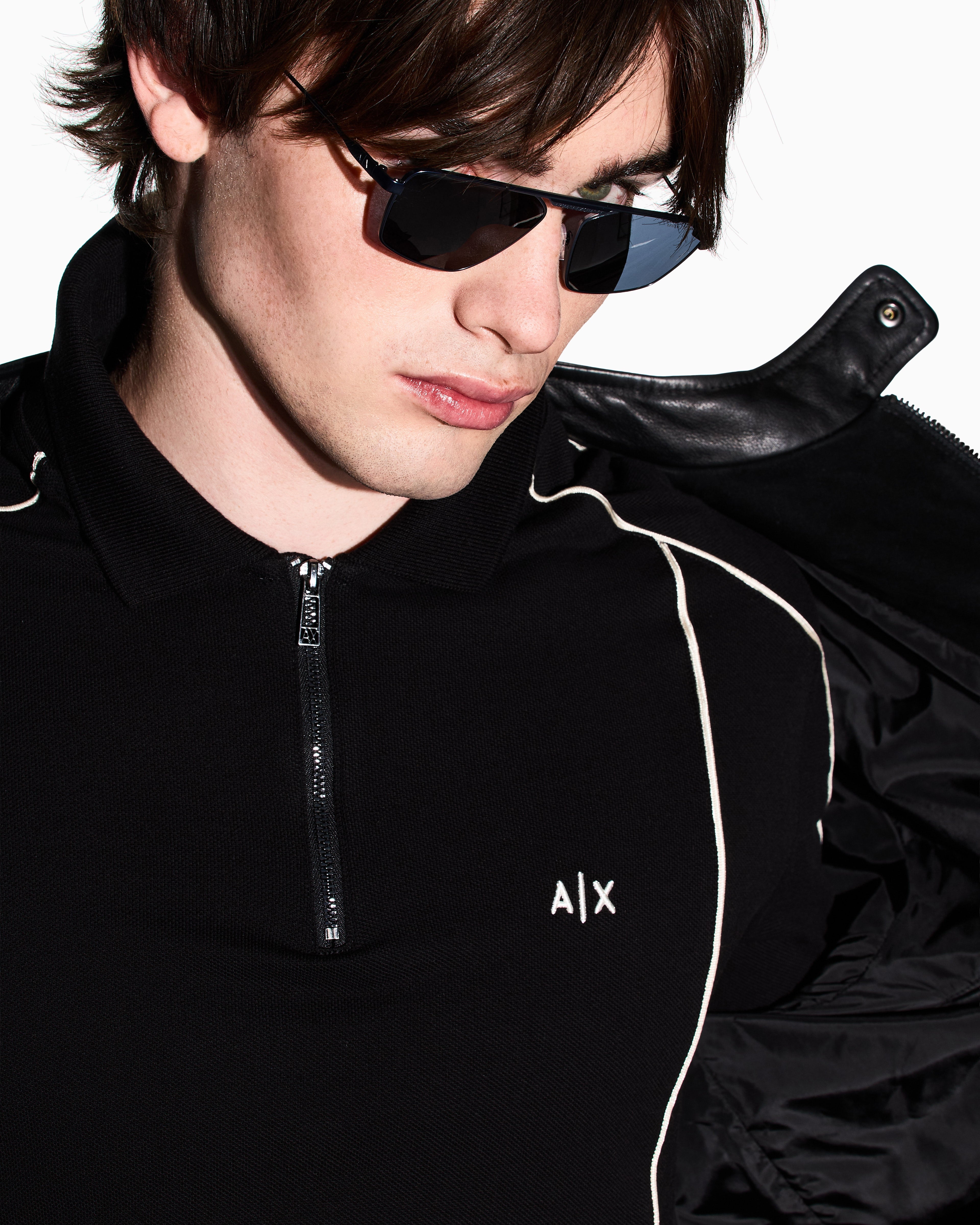Polo de fecho com riscas contrastantes Armani Exchange