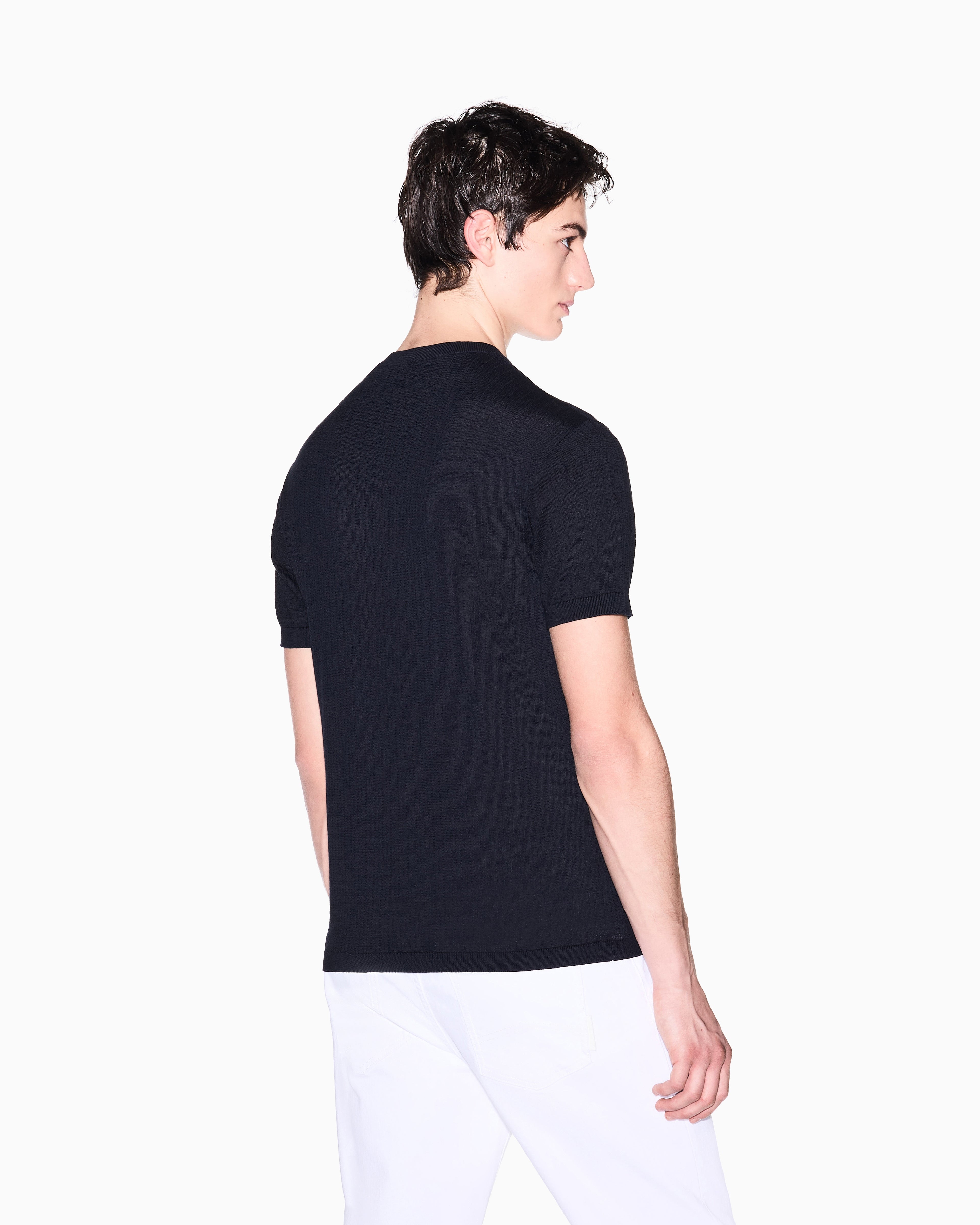 T-shirt de tricô canelada Armani Exchange