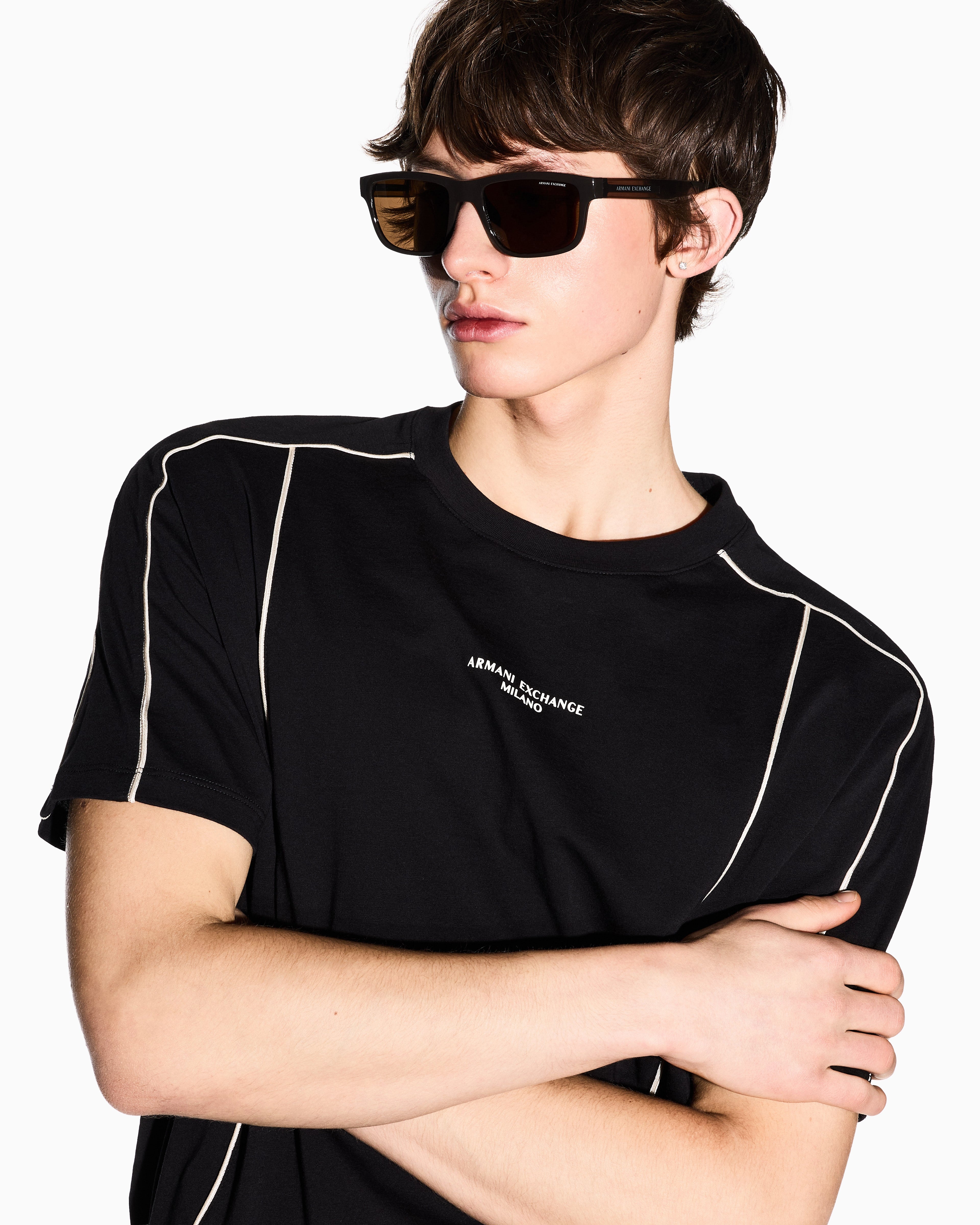 T-shirt com riscas contrastantes Armani Exchange