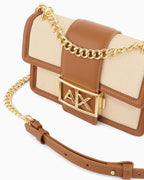 Mini bolsa transversal em tecido trançado Armani Exchange