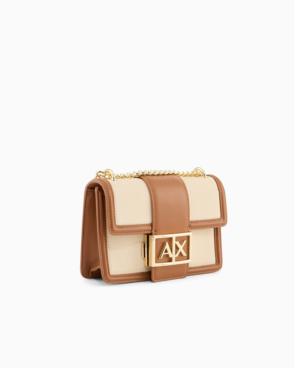 Mini bolsa transversal em tecido trançado Armani Exchange