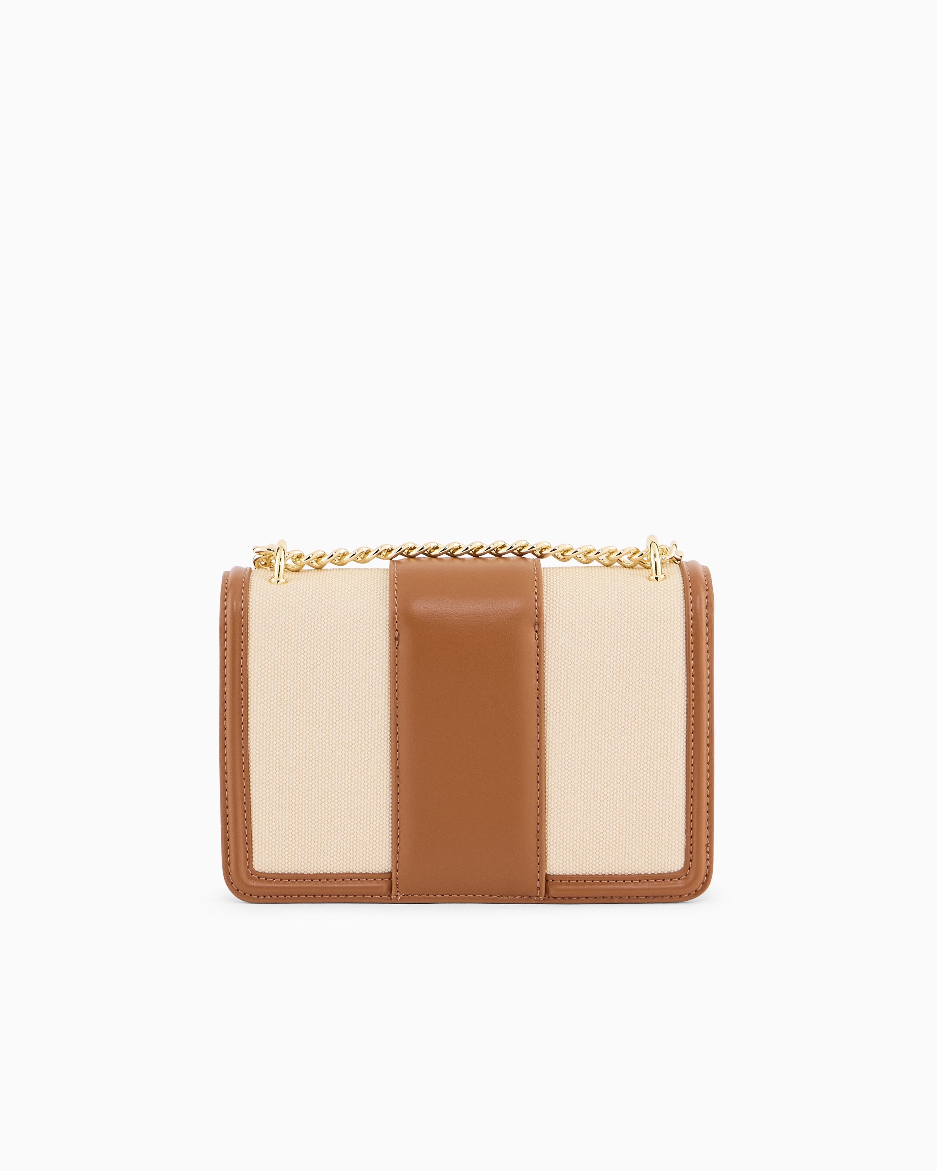 Mini bolsa transversal em tecido trançado Armani Exchange